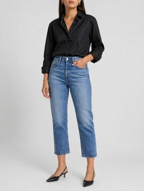 Levi’s Wedgie Straight Jeans Jive Sound Cropped Button Fly 27
